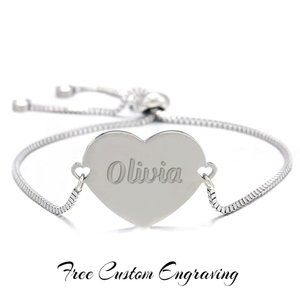 Stainless steel bracelet with custom engraving.